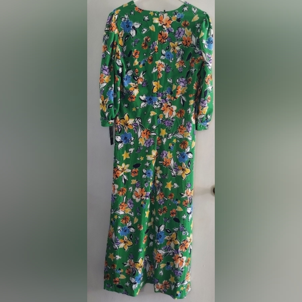 NEW Donna Morgan green floral textured dress with 1/2 sleeves - Picture 9 of 15